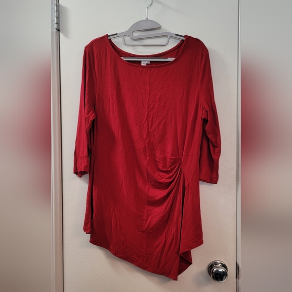 Jules & Leopold boat neck 3/4 sleeve side shirring top - Picture 7 of 10